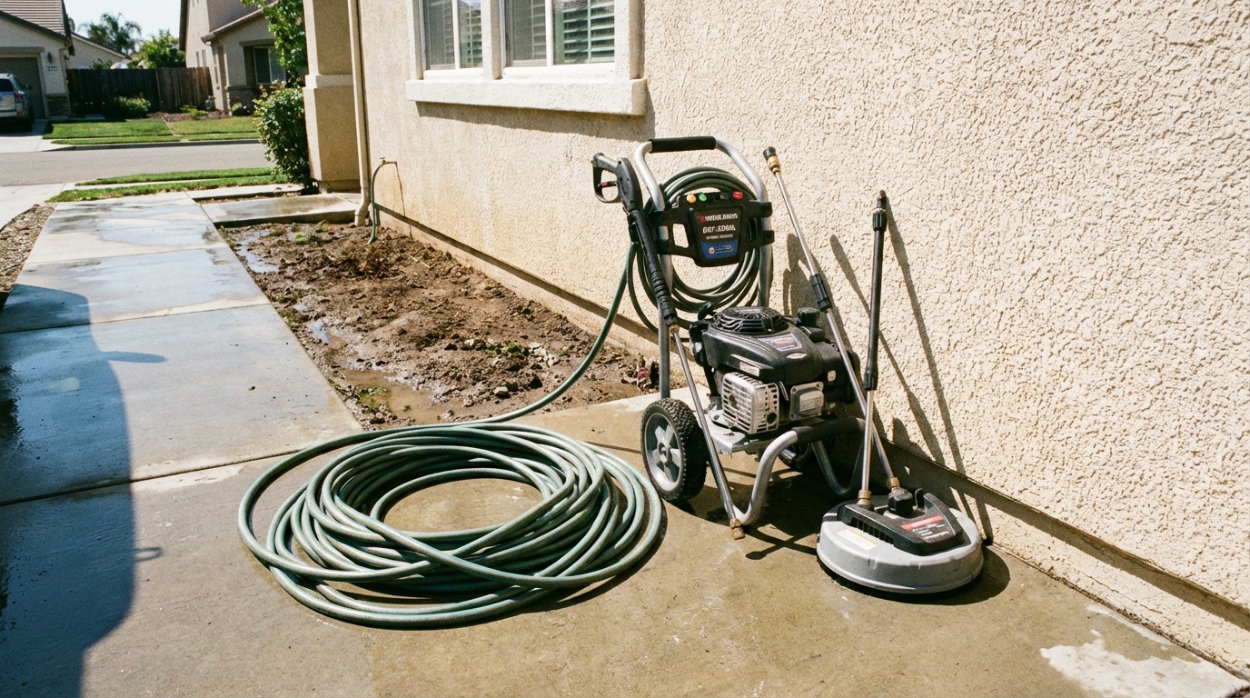 Pressure washing siding